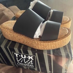 T.U.K boho cork creepers sandal slides